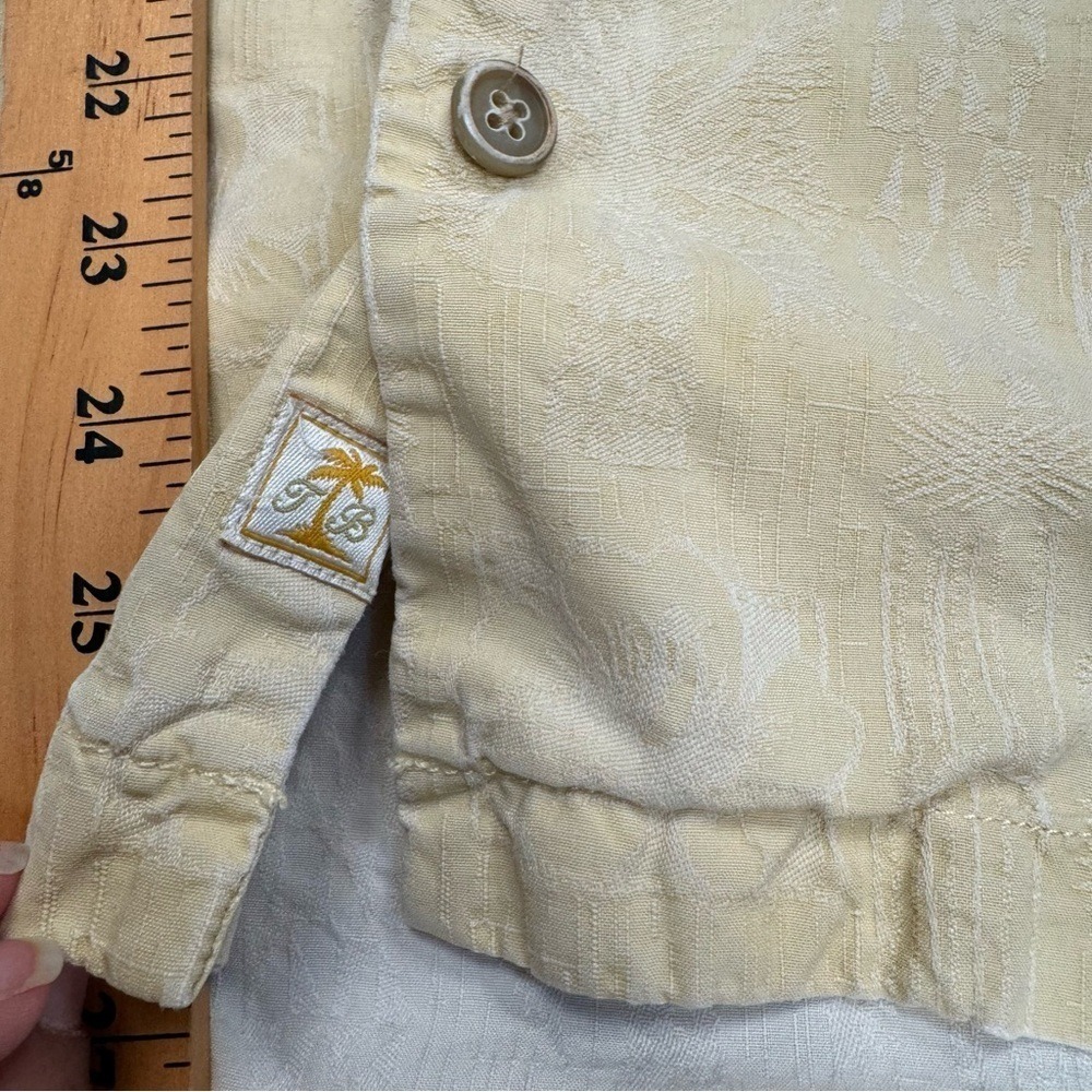 men's Tommy Bahama 100% silk yellow short sleeve button-down shirt medium - Picture 11 of 13